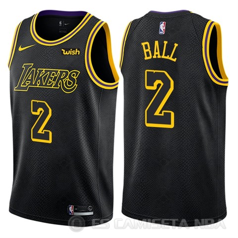 Camiseta Lonzo Ball #2 Los Angeles Lakers Ciudad Negro - Haga un click en la imagen para cerrar